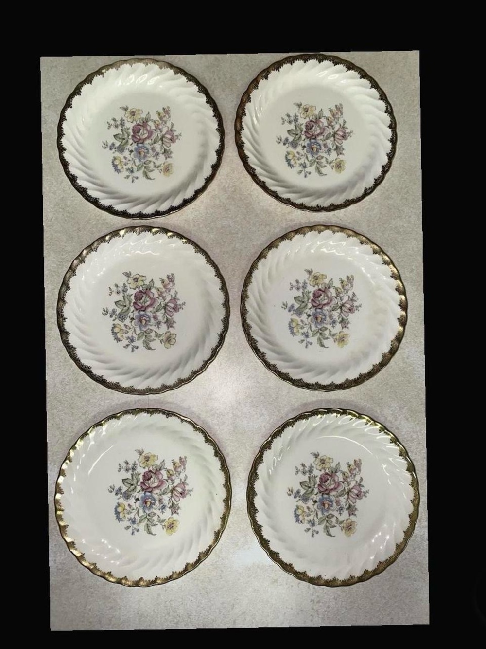Vintage RC Union Made Floral Gold-Trim Salad/Dessert Plates - Set of 6